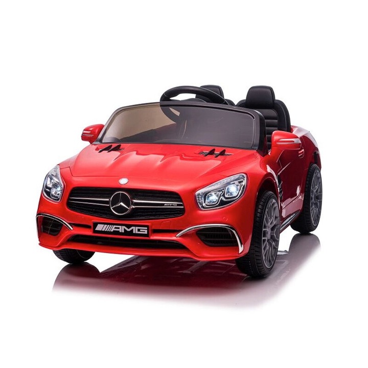 Masina electrica pentru copii MERCEDES SL65 ROSU 12V cu telecomanda 2.4G, roti din cauciuc si scaun din piele