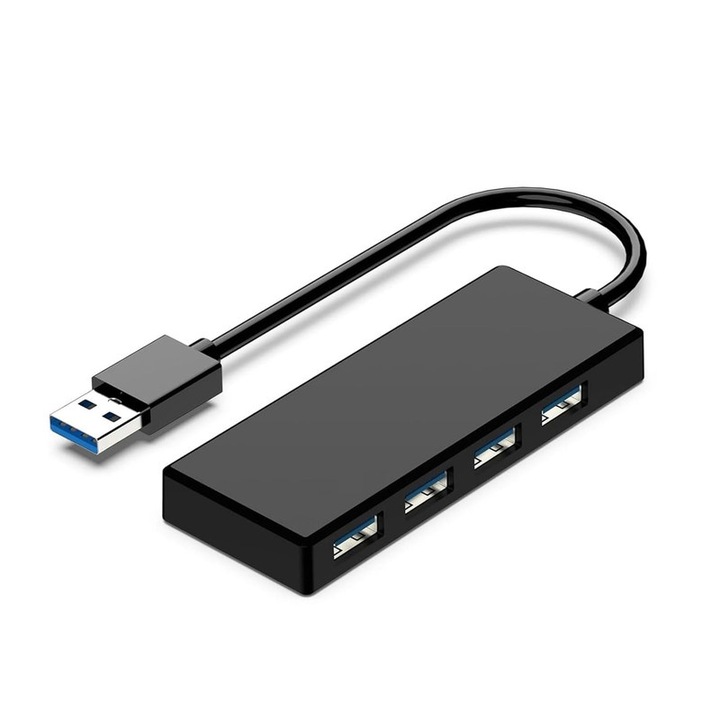 Hub USB 3.0, 4 porturi, portabil, pentru desktopuri, laptopuri, Xbox, HDD-uri, imprimante, PC-uri