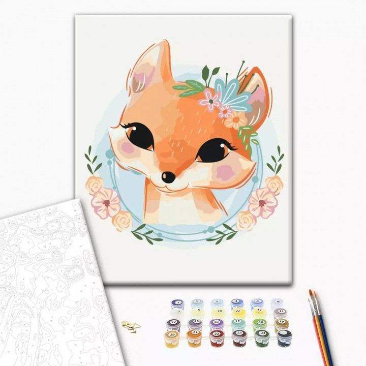 Set pictura pe numere 30x40cm, Brushme - Vulpita - pensule, culori, KBS0101