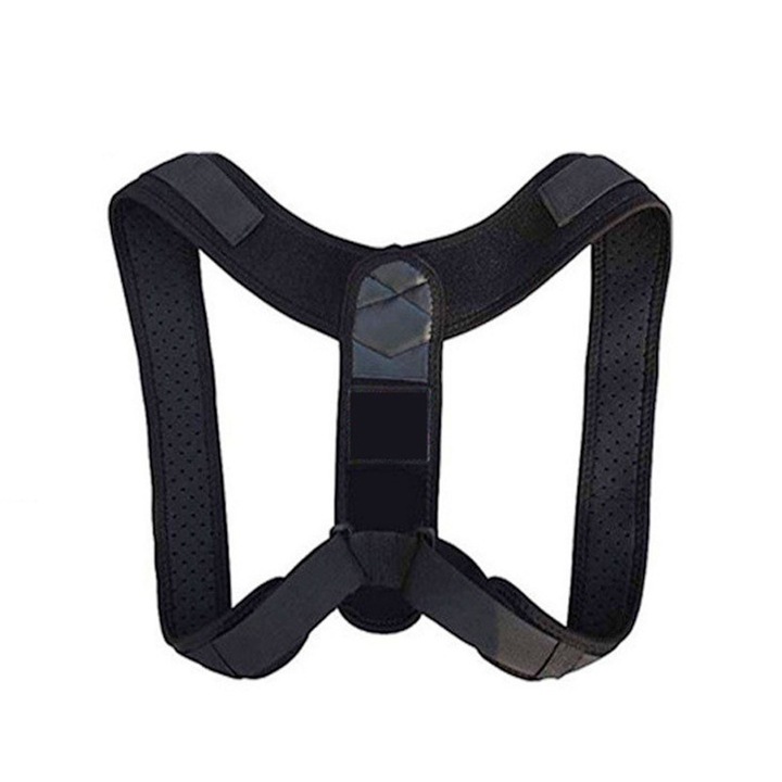 Corector de postura, indreptator pentru spate, sustine umerii, gatul si clavicula, suport pentru spate, trainer unisex pentru postura, dimensiune reglabila, negru
