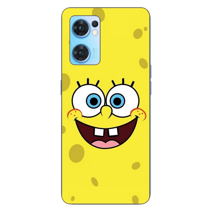 Капак, съвместим с Oppo Reno7 5G Silicon Gel Tpu Модел Spongebob Happy