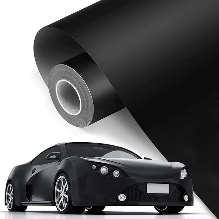 Folie auto pentru colantare integrala, Termoplastica, cu tehnologie "BUBBLE FREE", culoare Negru, finisaj Mat, dimensiune 3, 0m x 1, 52m