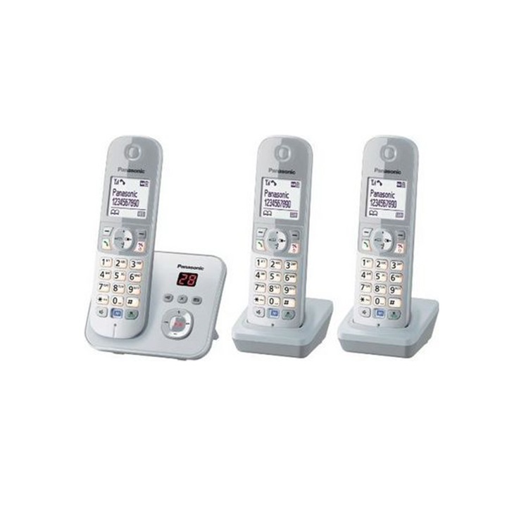 Telefon fara fir Panasonic KX-TG6823GS, Pearl Silver