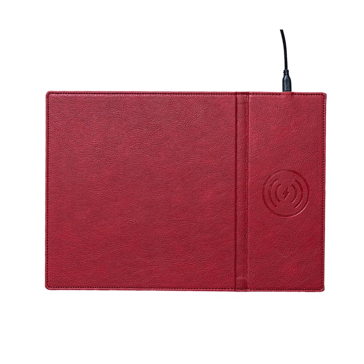 Mousepad cu incarcare, piele PU, rosu, Unika