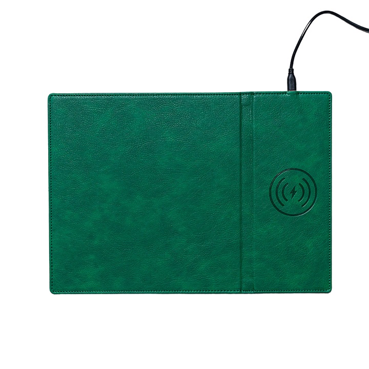 Mousepad cu incarcare, piele PU, verde, Unika
