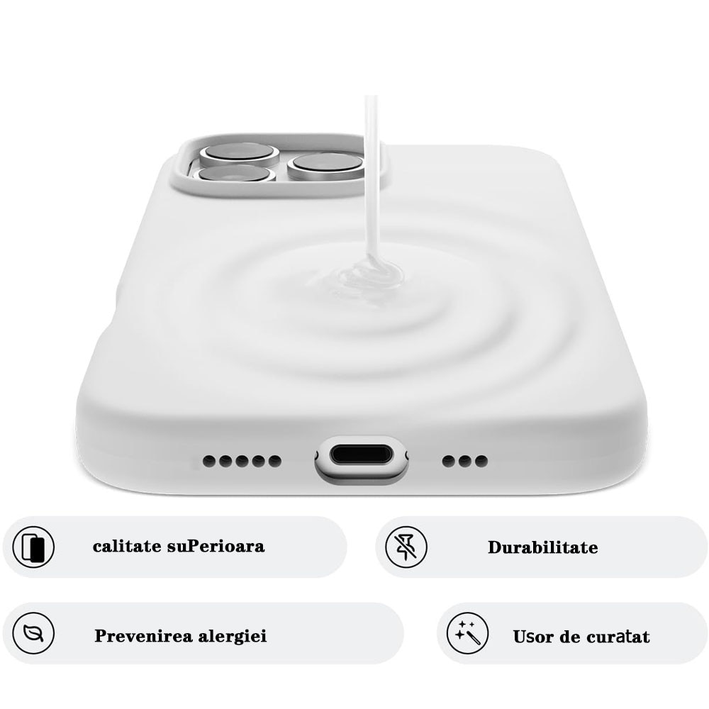 Husa de protectie compatibila cu iPhone 16, Guixuan, silicon, alb, 6.1 inch