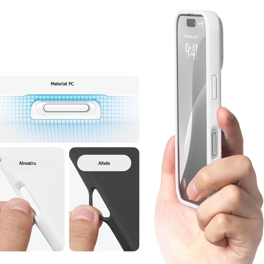 Husa de protectie compatibila cu iPhone 16, Guixuan, silicon, alb, 6.1 inch