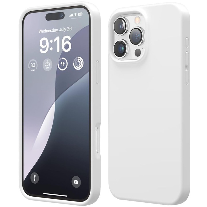 Husa de protectie compatibila cu iPhone 16 PRO MAX GUIXUAN, Silicon, Alb