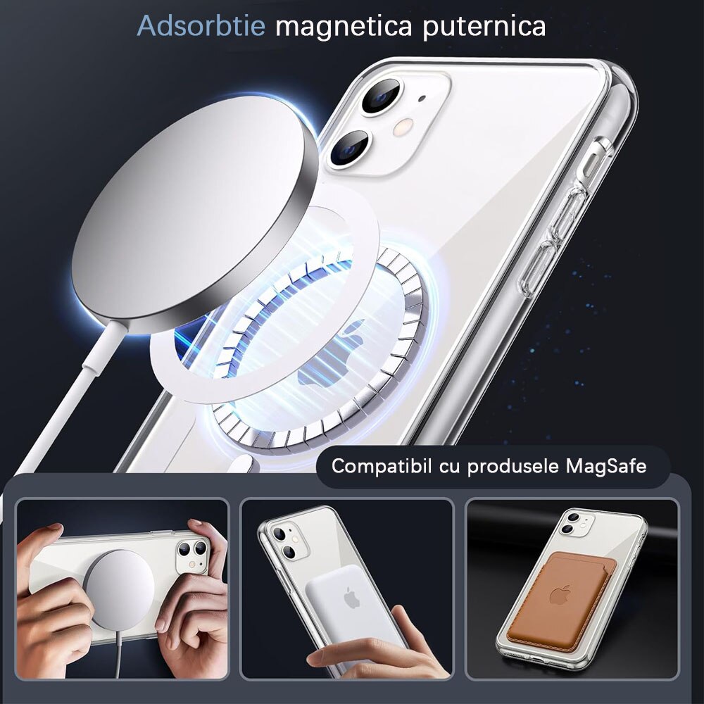 Husa de protectie compatibila cu iPhone 11 GUIXUAN, MagSafe, Policarbonat, Transparent