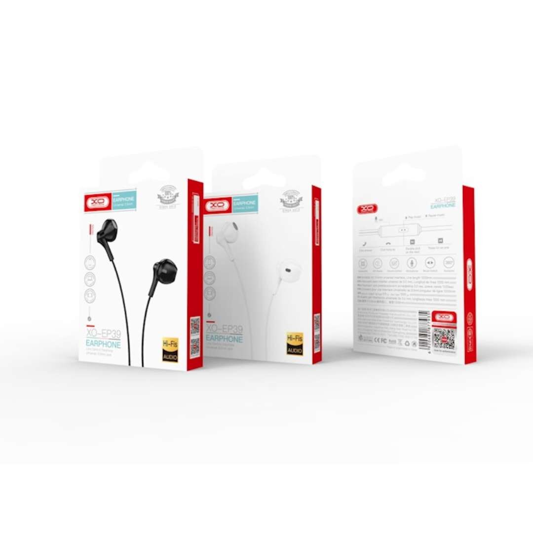 Casti Audio cu Fir si Microfon XO EP39, Mufa Jack 3,5mm, Sunet Clar si de Inalta Calitate, Design Elegant pentru Utilizare Indelungata