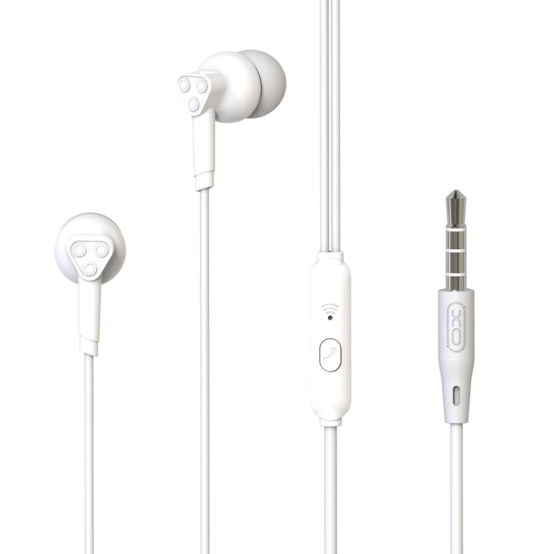 Casti Audio cu Fir si Microfon XO EP39, Alb, Mufa Jack 3,5mm, Sunet Clar si Izolare Fonica, Confort pentru Utilizare Zilnica