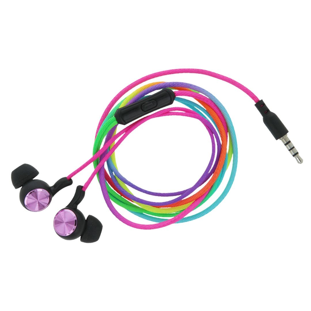 Casti Audio cu Fir si Microfon Setty SPD-J-313, Curcubeu, Mufa Jack 3,5mm, Design In-Ear Vibrant, Confort Zilnic