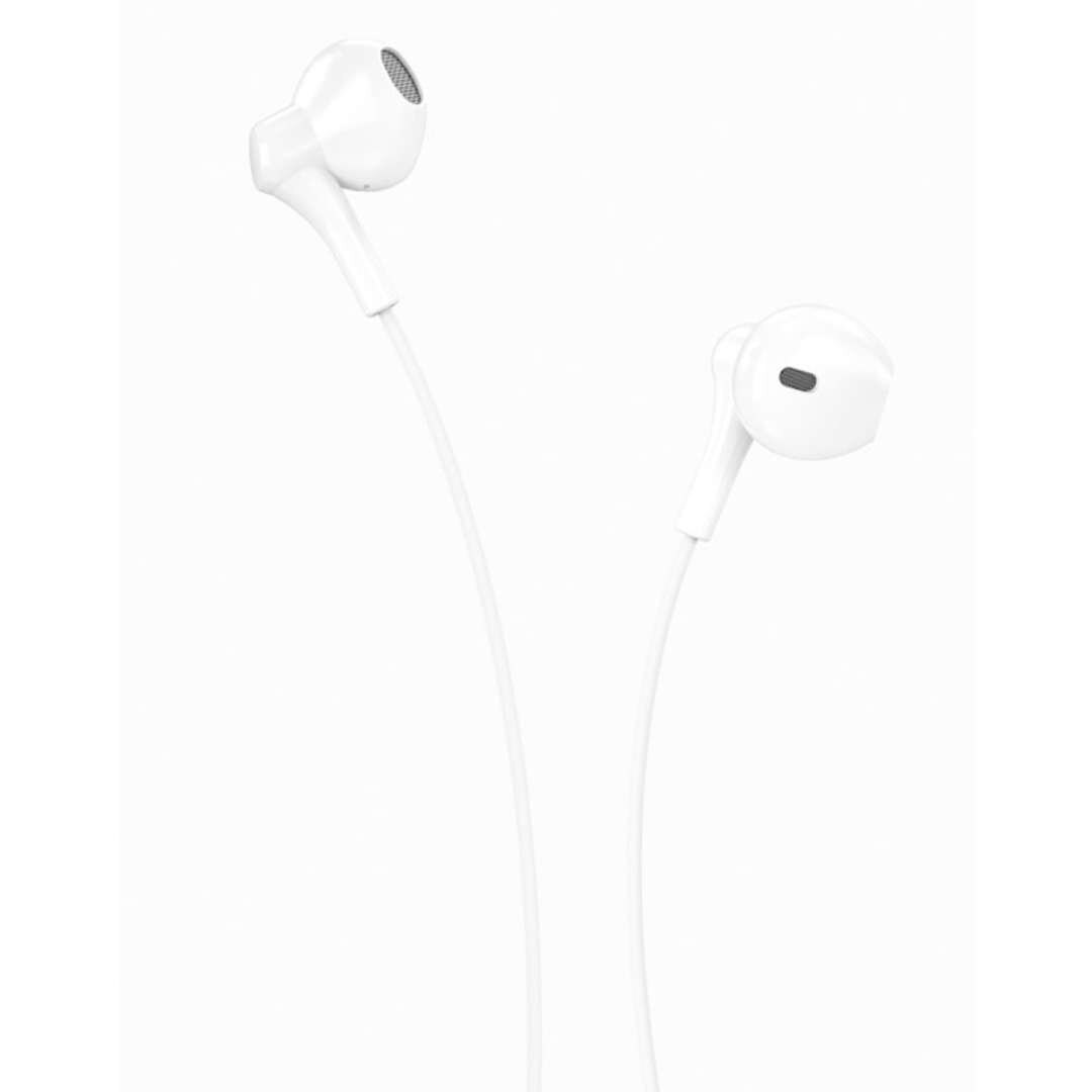 Casti Audio cu Fir si Microfon XO EP39, Alb, Mufa Jack 3,5mm, Sunet Clar si Design Confortabil pentru Utilizare Zilnica