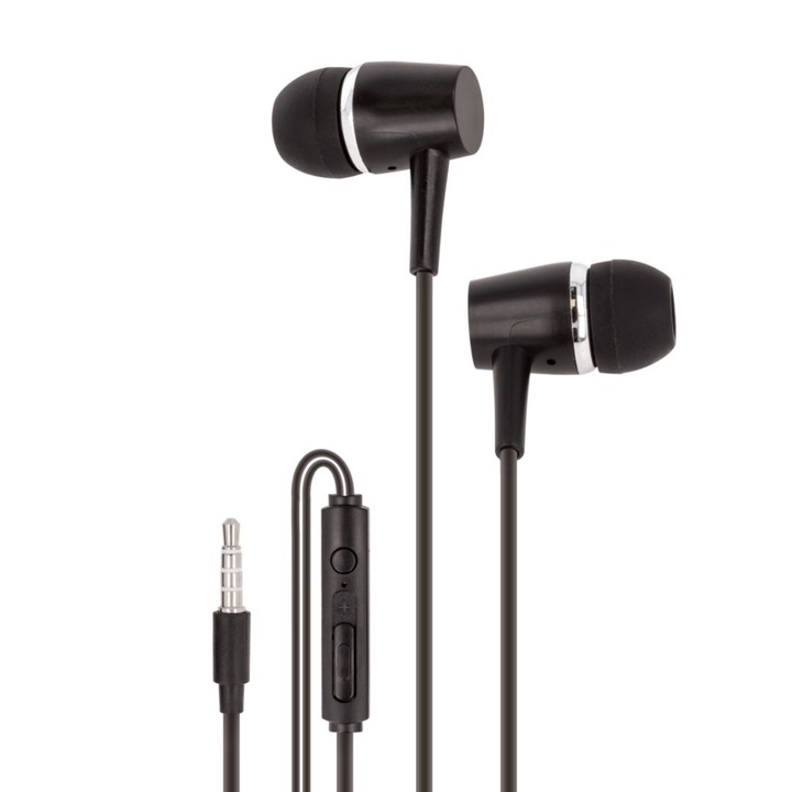 Casti Audio cu Fir si Microfon Maxlife MXEP-02, Negru, Mufa Jack 3,5mm, Sunet Clar si Design In-Ear Confortabil pentru Utilizare Zilnica