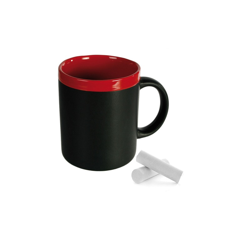 Cana ceramica tabla cu creta - Rosu, 300 ml