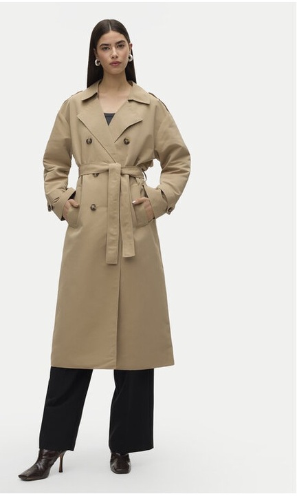 Vero Moda Trench Chloe 10300263 Bej Regular Fit, Poliester, XL INTL