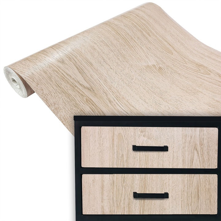 Folie autoadeziva mobila furnir, vanzare la metru, 67.5 x 100 cm, DecoMeister®, Model Stejar latte, U109-067-0100