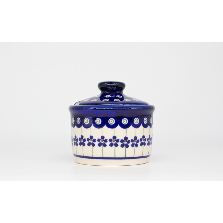 Recipient pentru zahar Floral Peacock, ceramica smaltuita, pictat manual, 400 ml