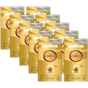 Set 10 x Cafea capsule, Lavazza Qualita Oro, compatibile Nespresso, aluminiu, 100 buc x 5.7 g