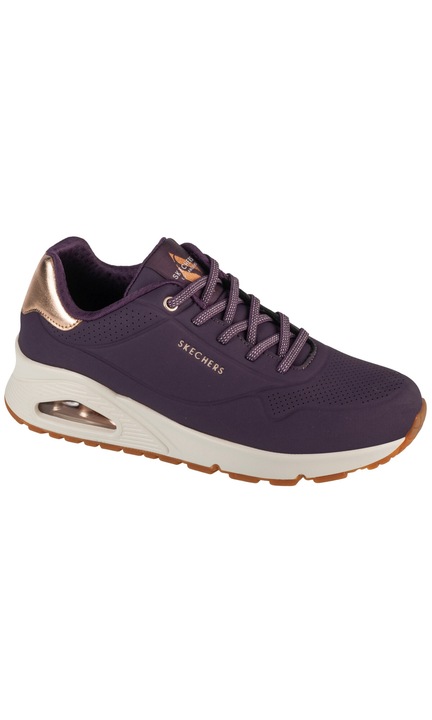 Skechers, Uno Shimmer Away műbőr sneaker, Lila