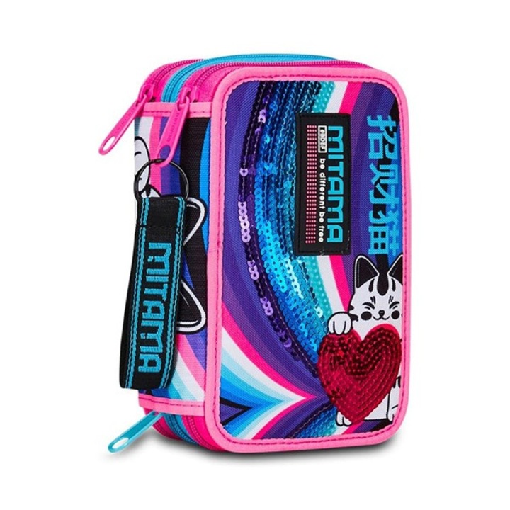 Tolltartó 3 cipzárral, Mitama SuperTriplo, 50 db, Rainbow Cat, 20x14,5x7,4 cm