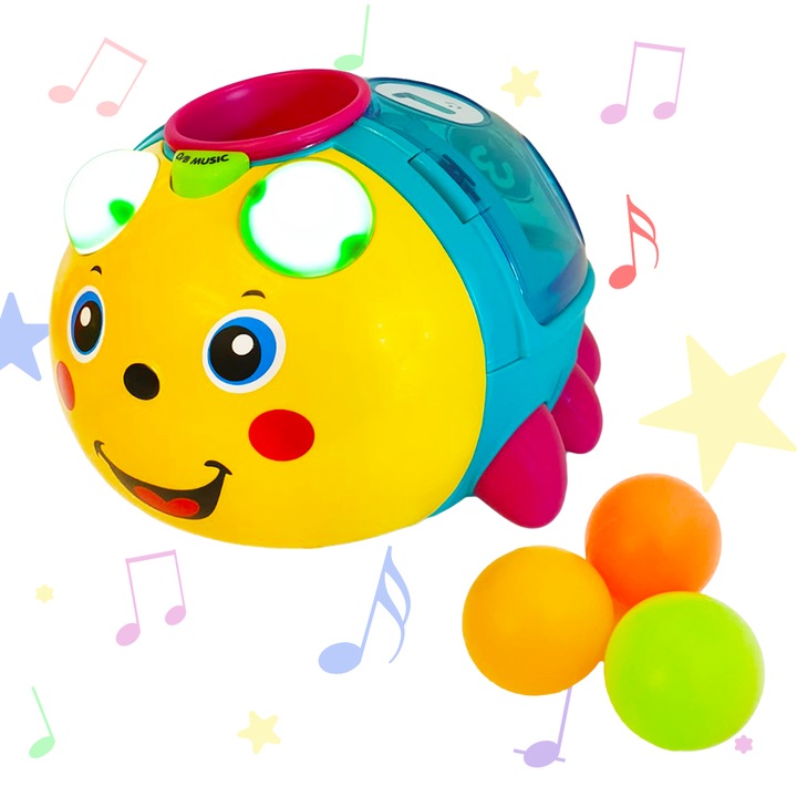 Interaktív és oktató játék, Small Beetle, 18x12x16 cm, +18 hónap, Mini Junior WW7018-B, Többszínű