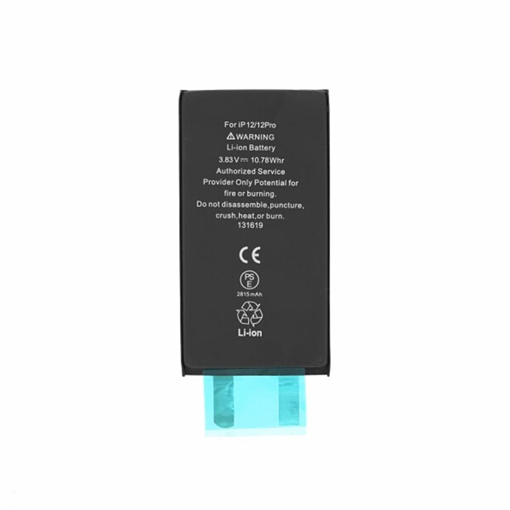 Akkumulátor iPhone 12 / 12 Pro telefonhoz, 2815 mAh, klip nélkül - OEM (18530) - Fekete