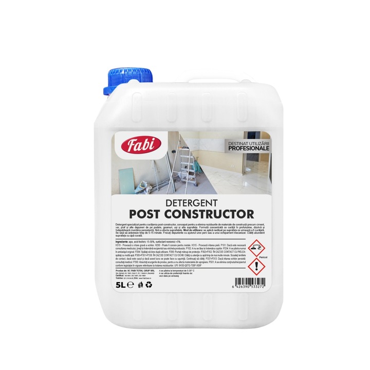 Detergent profesional Post Constructor, Fabi, 5L, pentru eliminarea reziduurilor de materiale de constructii