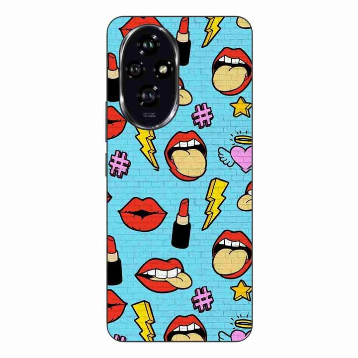 Капак, съвместим с Honor 200 Silicon Gel Tpu Model Pop Art Lips