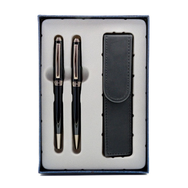 Set cadou stilou + pix + etui Cresco Symphony 850006 SY-02, corp metalic negru