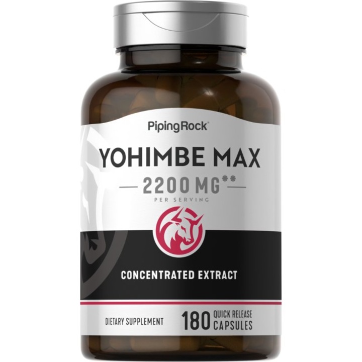 Yohimbe Max 2200 mg - Energizáló Férfi Erő és Vitalitás Kapszula 180 db, PipingRock