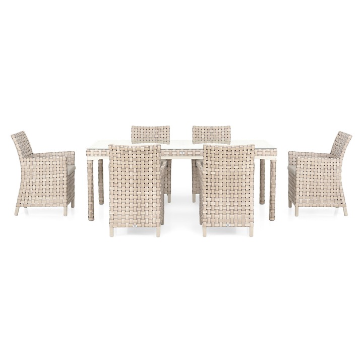 Set mobilier gradina/terasa 6 scaune si masa, Maison Mex CIELO, gri/bej