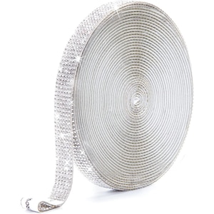 Banda Adeziva Decorativa cu Strasuri Argintii 1m x 1.3cm Pentru Decoratiuni si Proiecte DIY