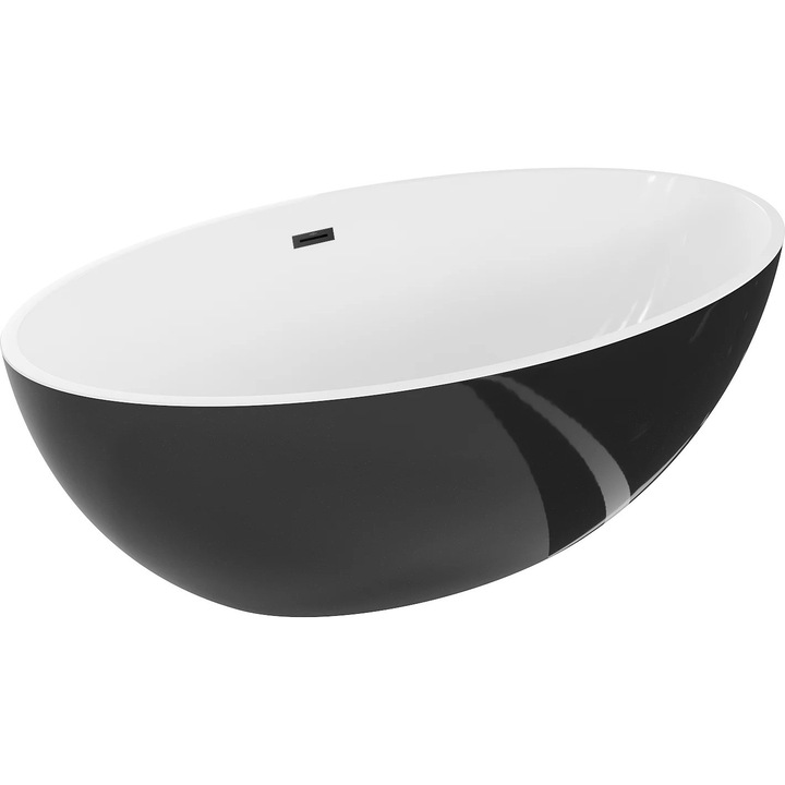 Cada freestanding Mexen Nike 175 x 100 cm, alb/negru, scurgere neagra - 54071751075-70