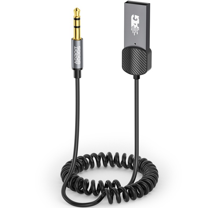 AdroitGoods USB Bluetooth Aux vevő - Autó - Bluetooth 5.0 adó - Kábel - Autóskészlet
