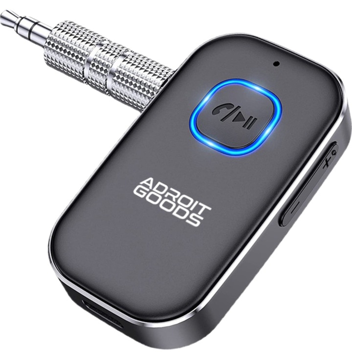 AdroitGoods Bluetooth Aux vevőegység autóhoz - Bluetooth 5.0 adó - Kihangosító hívásokhoz - Autós tartozékok