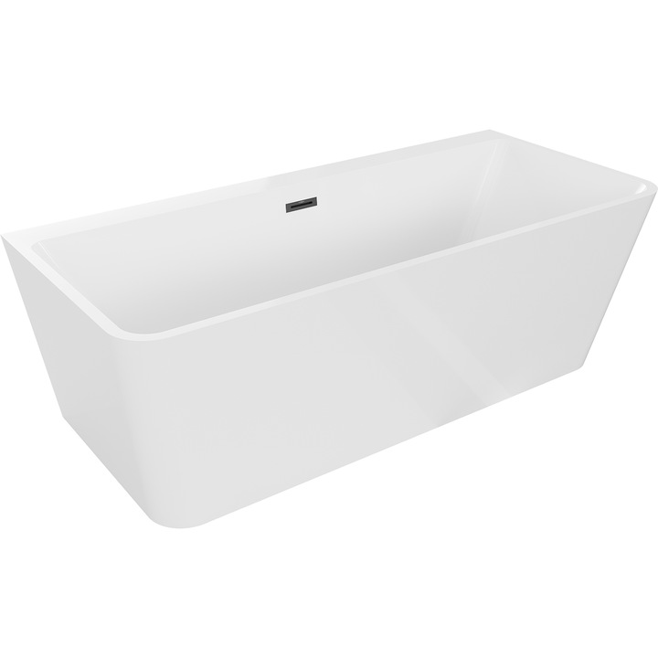 Mexen Volta cada freestanding de perete 170 x 75 cm, alb, cu evacuare neagra - 51131707500-70