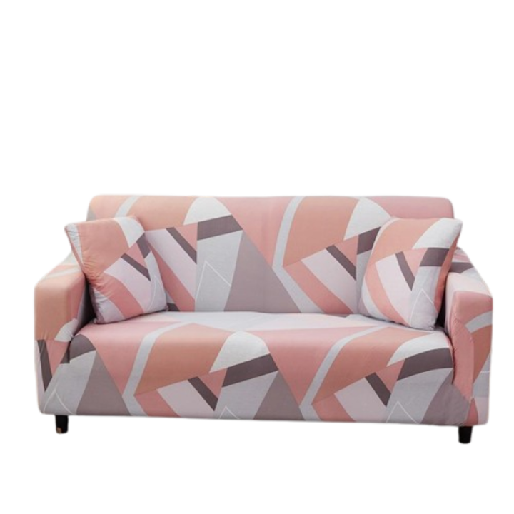 Husa elastica pentru canapea, Comfort, Elastan, Imprimeu Abstract Multicolor, L-3 locuri, 185x230cm