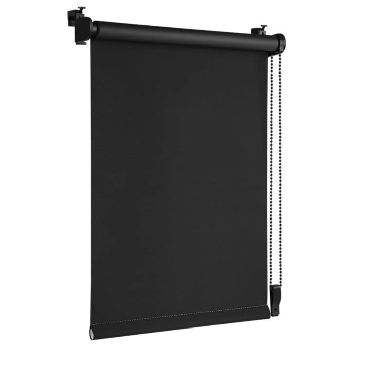 Jaluzea rulou opaca, Eurohome, termica, 45x160 cm, instalare fara gaurire, tragere laterala, standard Oeko-TEX 100, pentru ferestre si usi, Negru