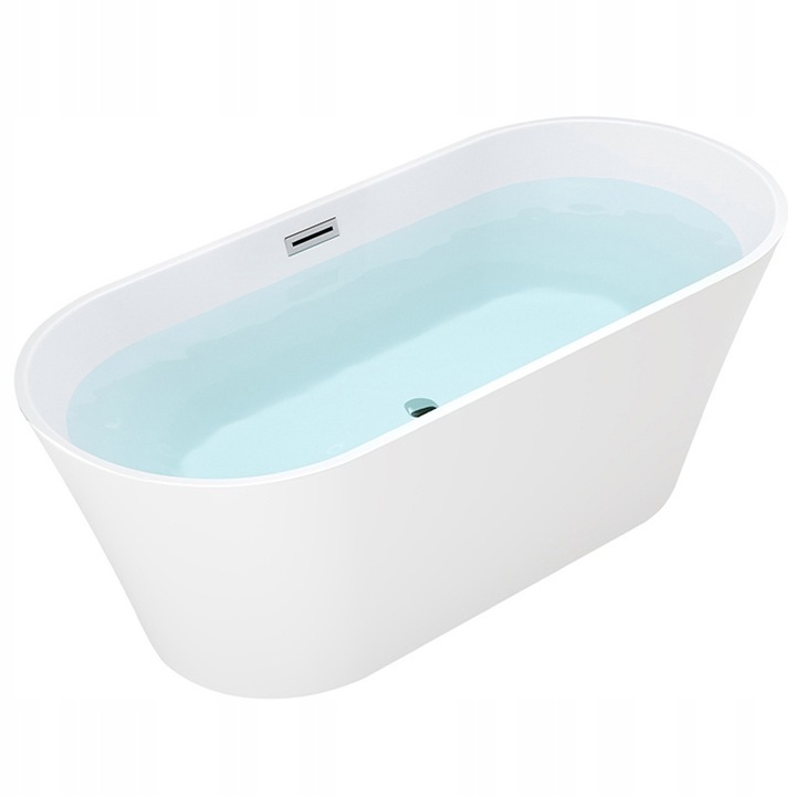 Cada de baie Silla Pro 160x75 cm, Izolare termica, Freestanding, Ovala, Acril sanitar, Alb/Crom