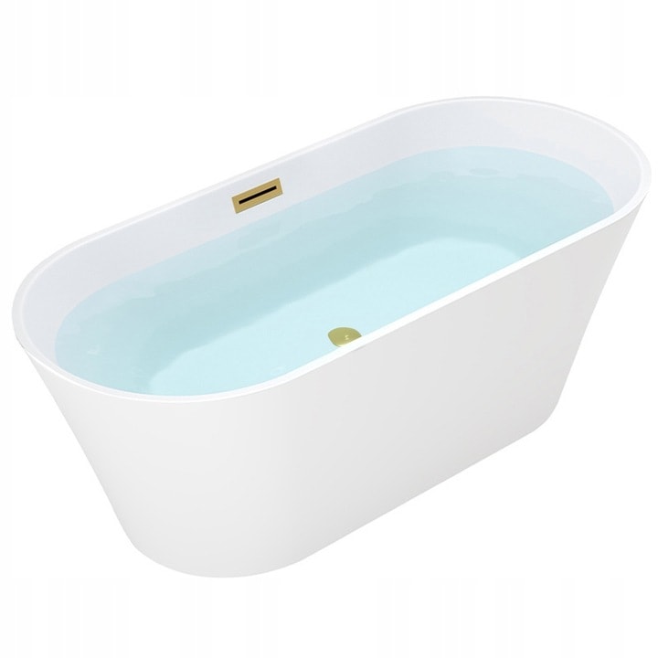 Cada de baie Silla Pro 170x80 cm, Izolare termica, Freestanding, Ovala, Acril sanitar, Alb/Auriu Antichizat