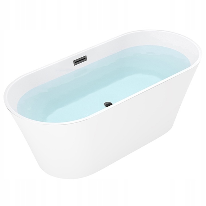 Cada de baie Silla Pro 170x80 cm, Izolare termica, Freestanding, Ovala, Acril sanitar, Alb/Negru