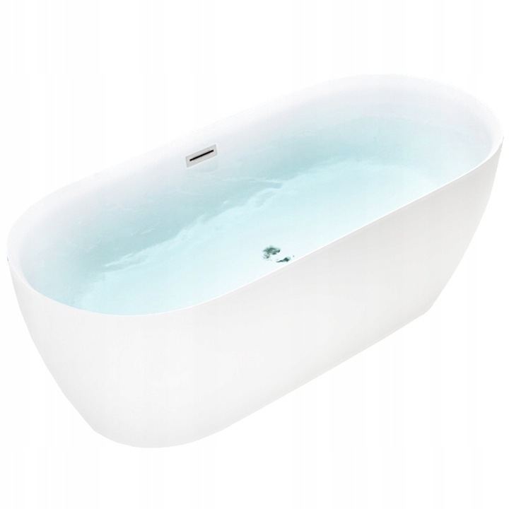 Cada de baie Silla Pro 150x75 cm, Izolare termica, Freestanding, Ovala, Acril sanitar, Alb/Crom Lucios