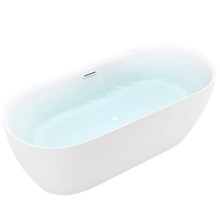 Cada de baie Silla Pro 150x75 cm, Izolare termica, Freestanding, Ovala, Acril sanitar, Alb Lucios