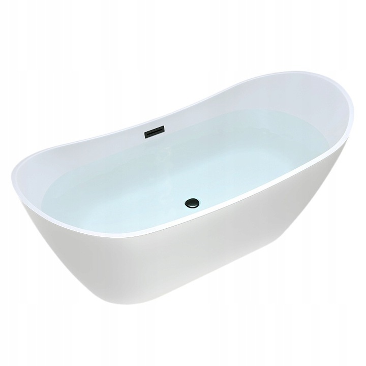 Cada de baie Silla Pro 160x75 cm, Izolare termica, Freestanding, Ovala, Acril sanitar, Alb/Negru Mat