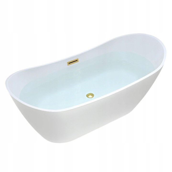 Cada de baie Silla Pro 150x75 cm, Izolare termica, Freestanding, Ovala, Acril sanitar, Alb/Auriu Antichizat