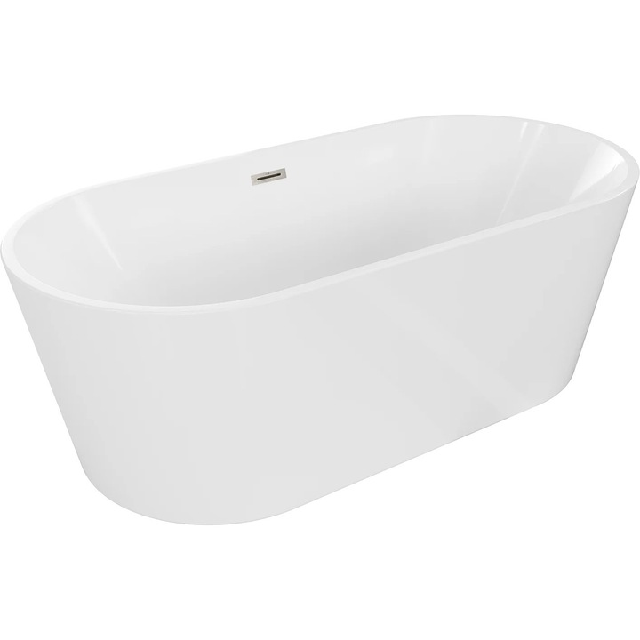 Cada de sine statatoare Mexen Luna 140 x 75 cm, alba, preaplin nichel periat - 52031407500-97