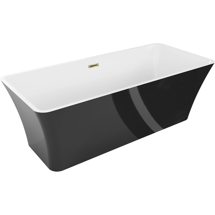 Mexen Tonia cada freestanding 170 x 75 cm, alb/negru, scurgere aurie - 52171707575-50