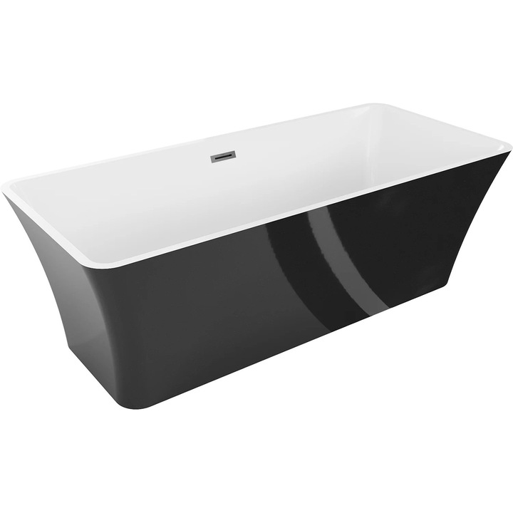 Cada Tonia cada independenta 170 x 75 cm, alb/negru, scurgere gun metal - 52171707575-95