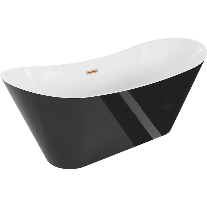 Mexen Celia cada freestanding 170 x 75 cm, alb/negru, scurgere din cupru periat - 52331707575-65